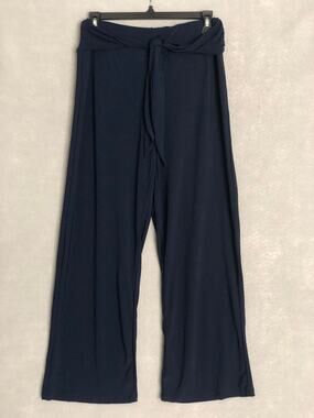 NY Collections Pull-On Pants with Sash Navy Women's Petite Medium NEW